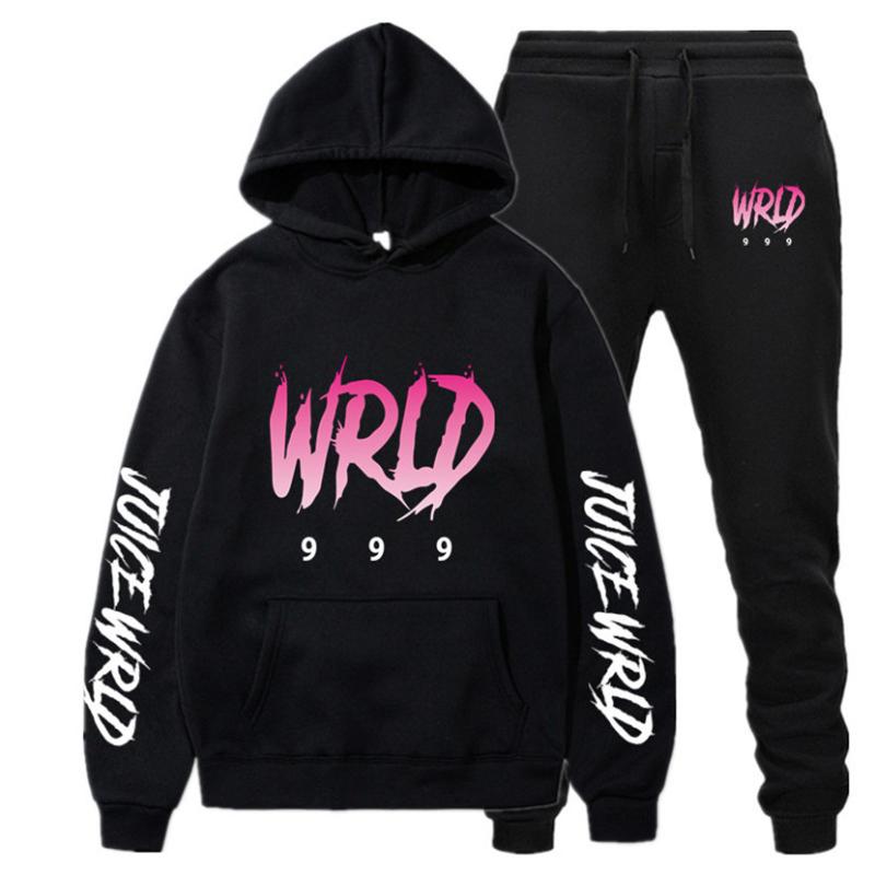 

Men's Tracksuits Juice Wrld Hoodie+Trousers 2-Piece Set Sweatshirt Hoodie Harajuku Hip Hop Casual Ladies High Quality Pullover, Orange black