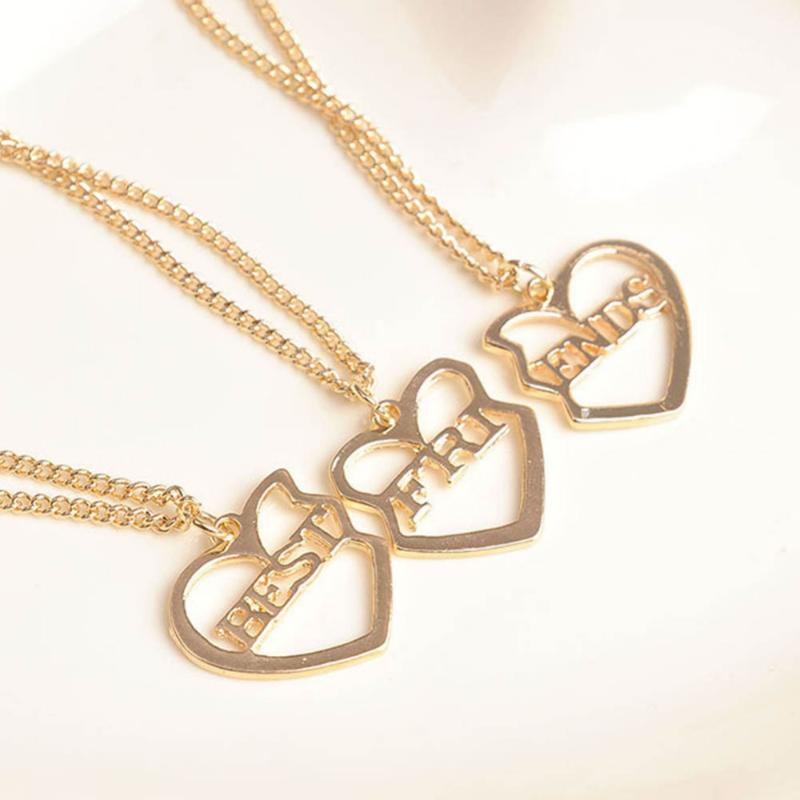 

Pendant Necklaces Friendship Special 3pcs/set Gold Tone Three-piece Chain Letters Friend Girlfriend Jewelry