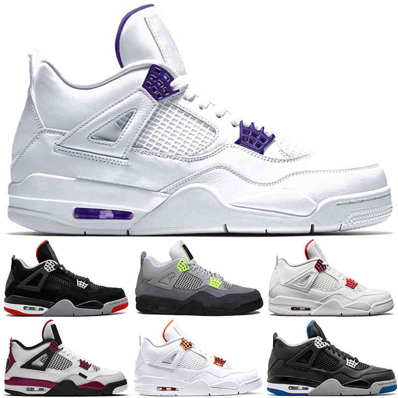 

men high 2021 basketball shoes 4 4s Black Cat court purple University Red Neon bred Alternate Motorsport orange metallic White Cement Cool G