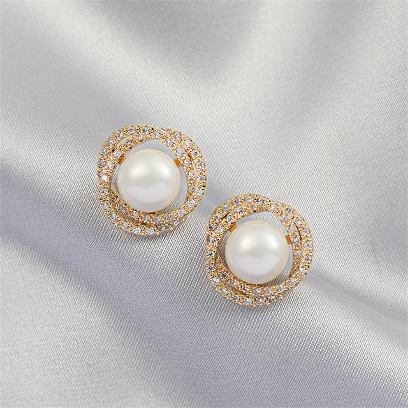 

Stud Fashion Wedding Pearl Jewelry Accessories Party Earrings Elegant Crystals For Women Female Gifts, Golden;silver