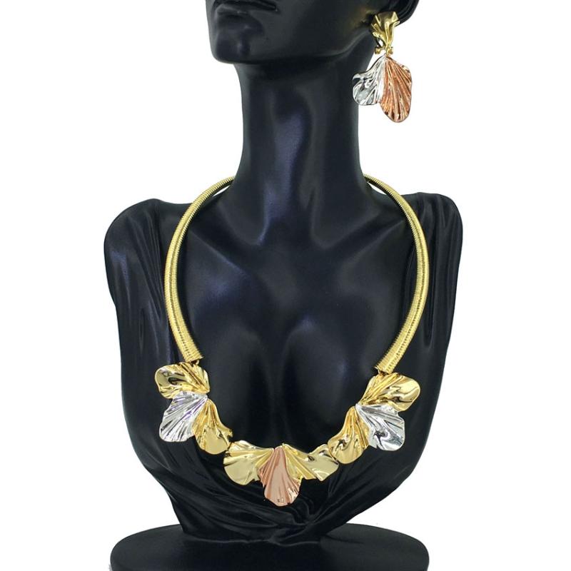 

Earrings & Necklace Mejewelry Fashion Colorful Dubai Gold Jewelry Set Plated Wedding Bridal FHK12237, Silver