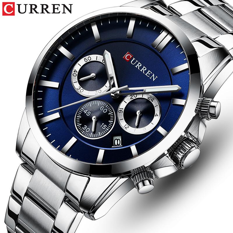 

Watches Men Top Brand CURREN Luxury Quartz Watch Mens Casual Military Wristwatch Stainless Steel Clock With Chronograph Wristwatches, Gold watch