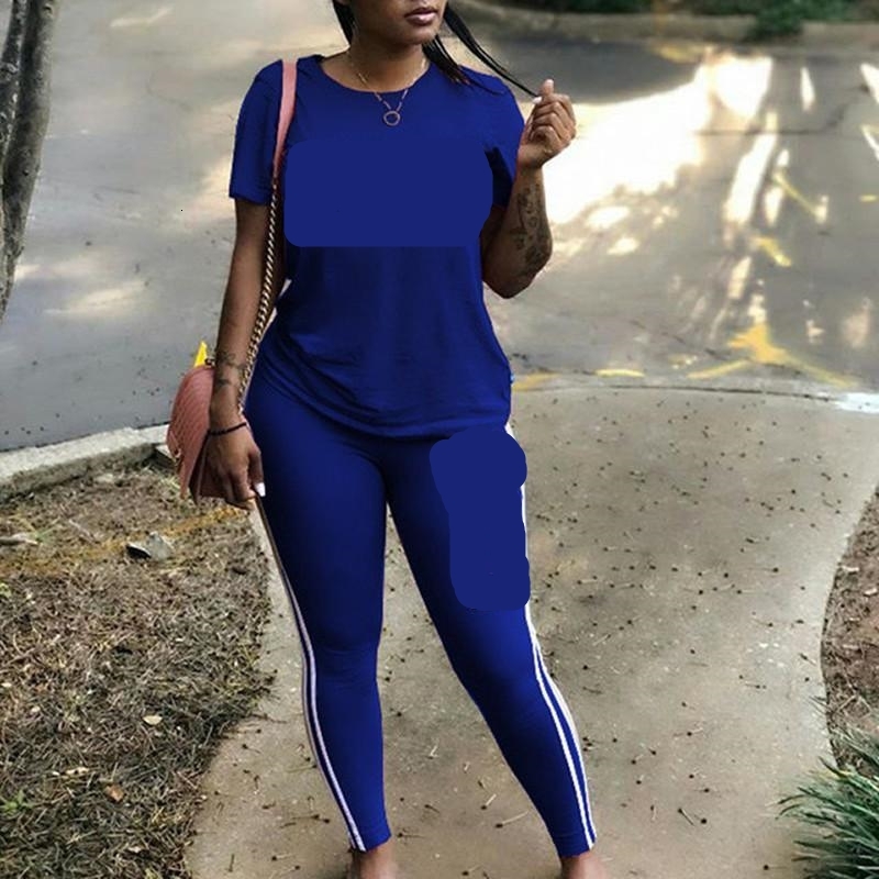 

2 Piece Set Woman Tracksuit Casual Letter Print Sexy Sweat Suits Short Sleeve Tee Shirt Top Skinny Pants Plus Size S-3XL, Gray