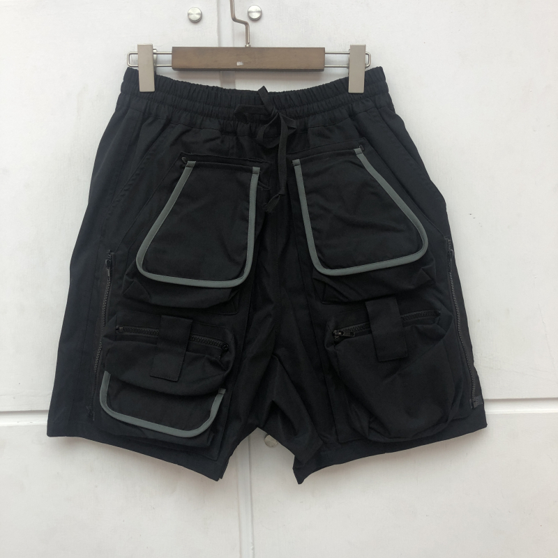

Slightly Loose Shorts Men Women Classic High Street Multiple Pockets Top Quality Breeches, Black