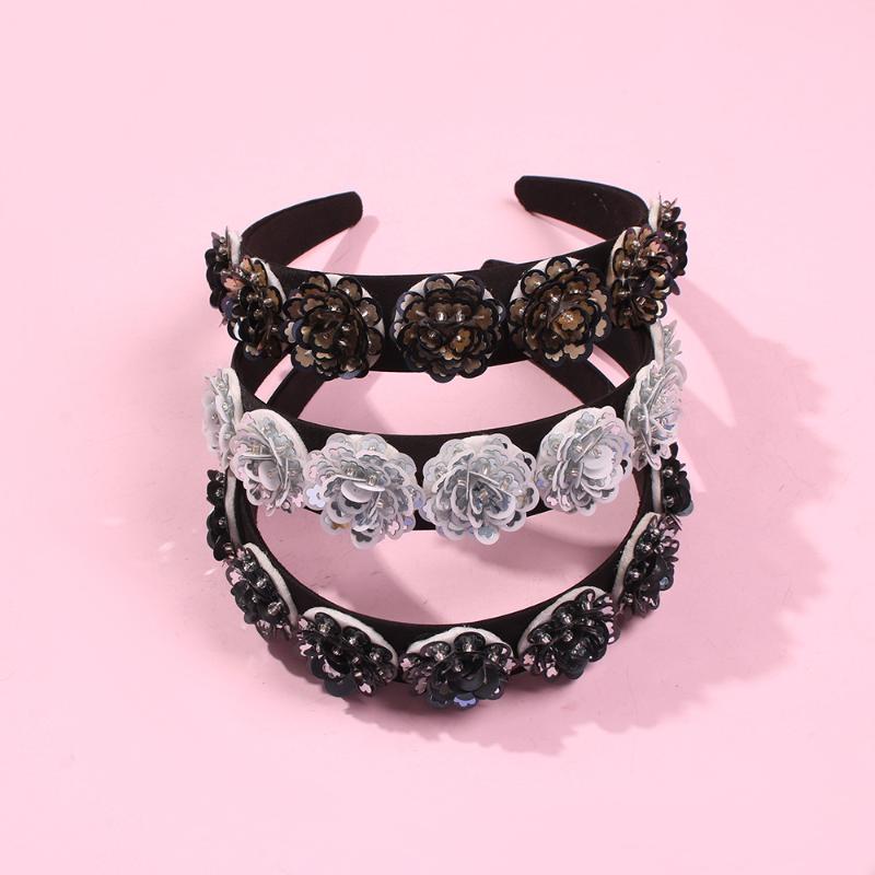 

Hairbands Beads Tiaras And Crown Hand Sewn Sequin Flowers Head Hoop Headbands Wedding Hair Jewelry Accessories Girls Travel Gift Clips & Bar