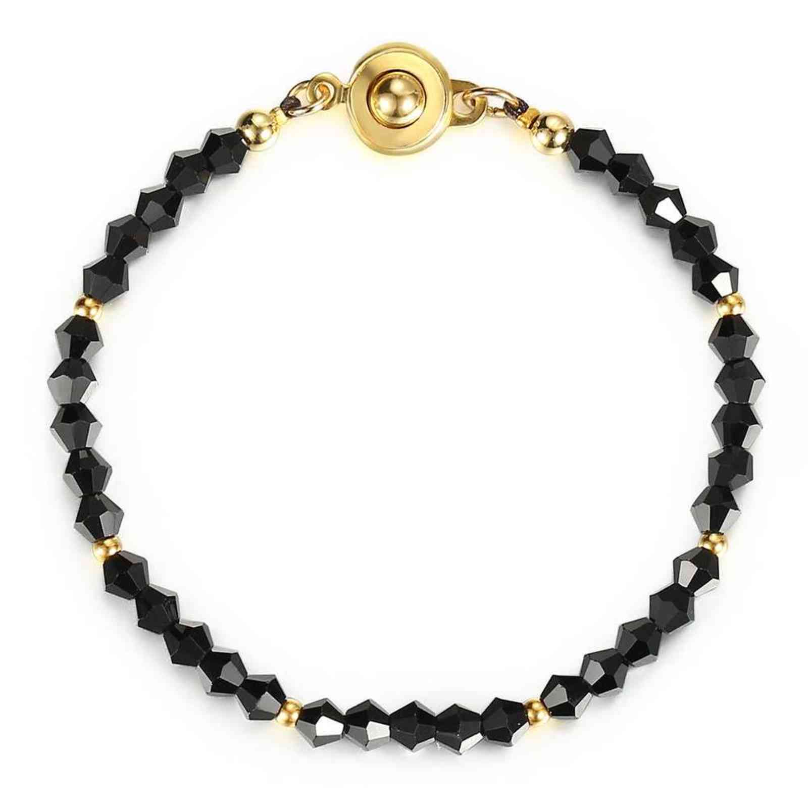 

Fashion Black Rhinestone Beaded Bracelet for Women Girls Stainless Steel Cz Wedding Jewelry Ok Clasp 7inch Db296