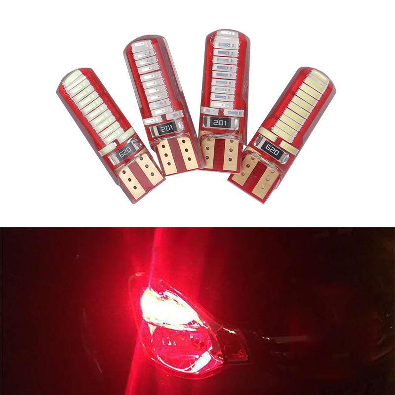 

50Pcs Red T10 W5W 4014 24SMD LED Canbus Error Free Car Bulbs For 168 192 194 2825 Clearance Lamps License Plate Lights 12V