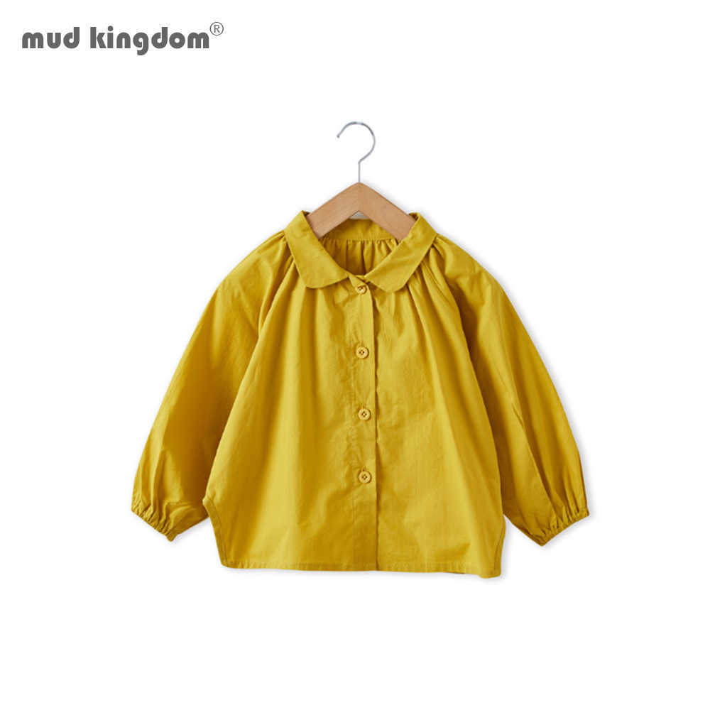 

Mudkingdom Toddler Girls Blouses Clothes Baby Spring Shirts Button Peter Pan Collar Kids Cotton Shirt 210615, Yellow