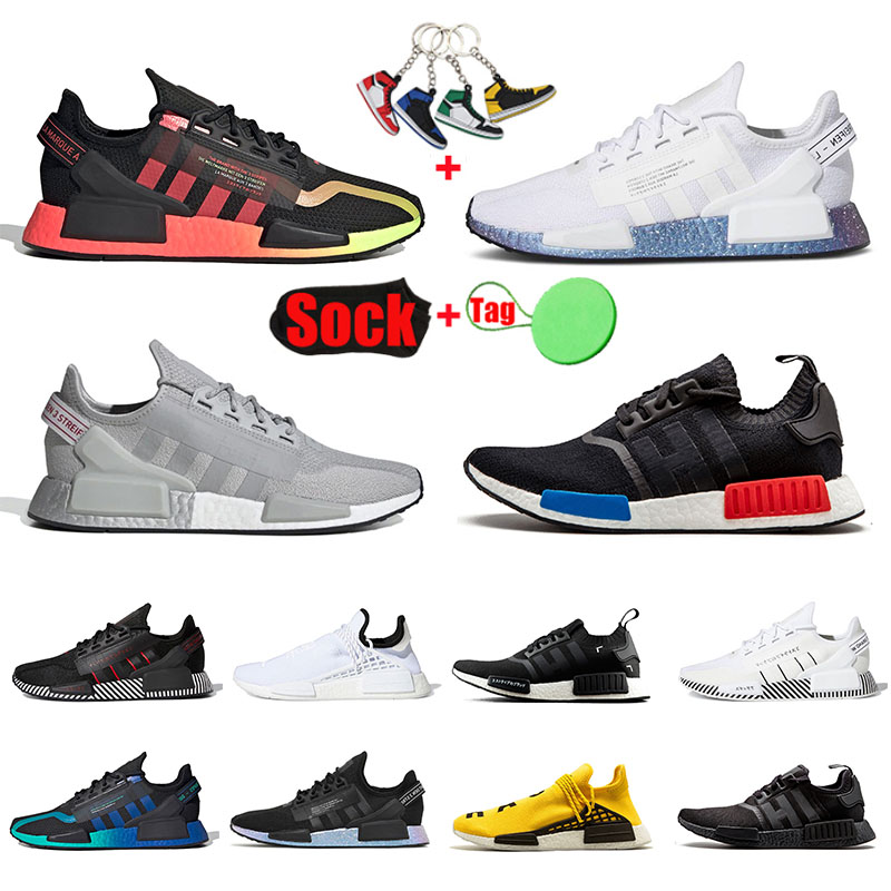 

aaa+ Quality Human Race Hu trail NMD R1 V2 Running Outdoor shoes Aqua Tones Gradient Pharrell Williams Sneakers Neon White speckled Women Sports Men Trainers Athletic, B4 japan white 36-45