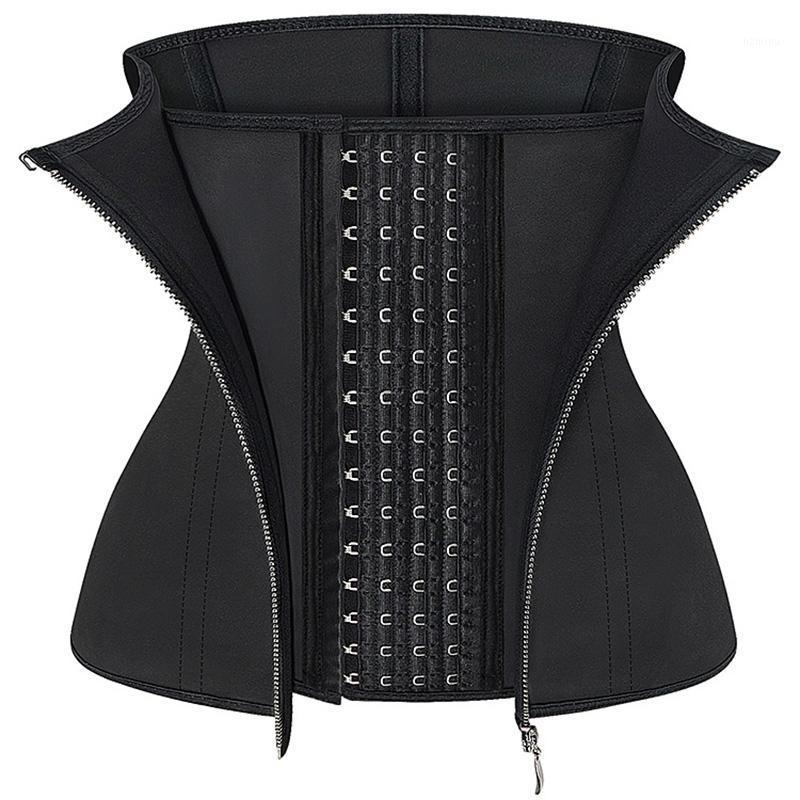 

Bustiers & Corsets Latex Waist Trainer Corset Body Shapewear Women Slimming Belly Sheath Hourglass Shaper Workout Cincher Steel Boned Zipper, Black
