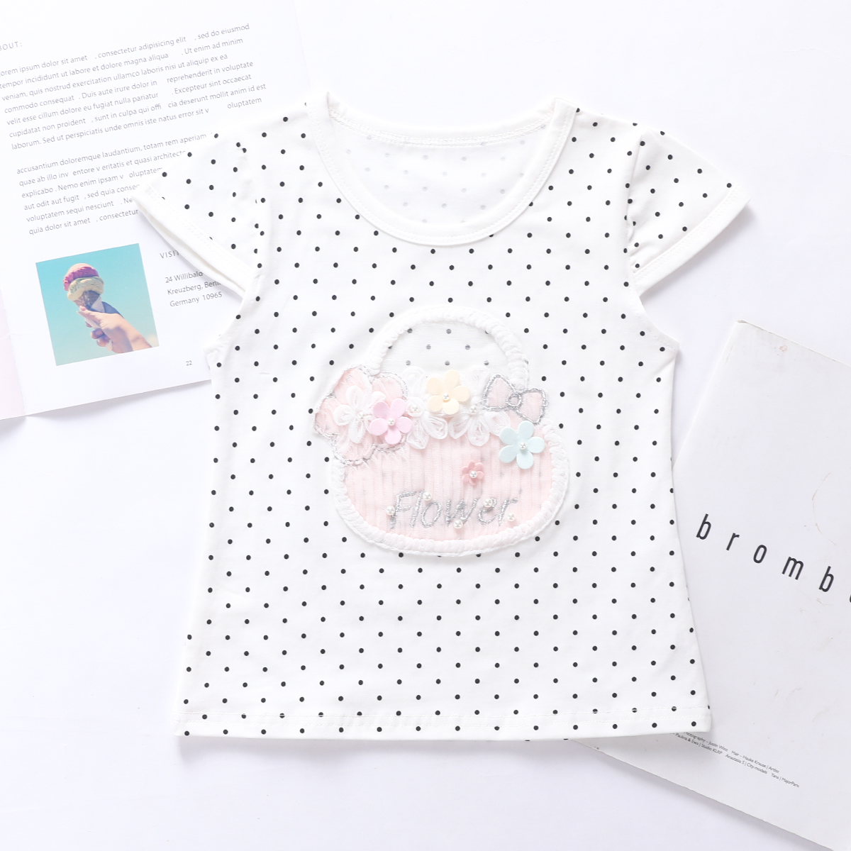 

Unique cotton blouse in summer girls T-shirt with short sleeves, Blue