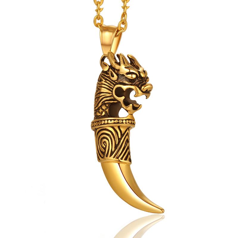 Pendant Necklaces Punk Stainless Steel Beast Spike Amulet For Men Jewelry Drop-image-699418375