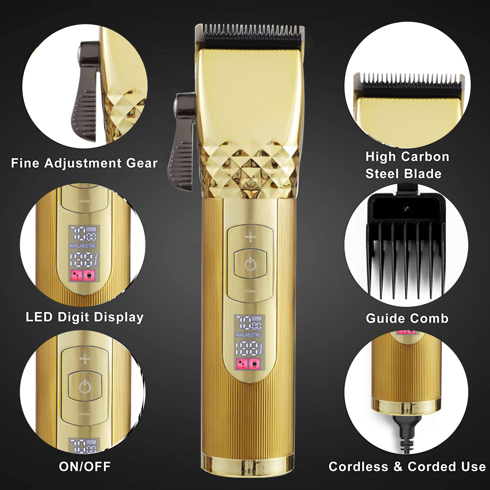 professional barber hair clipper cordless hair trimmer beard trimer for men electric hair cutting machine rechargeable cut