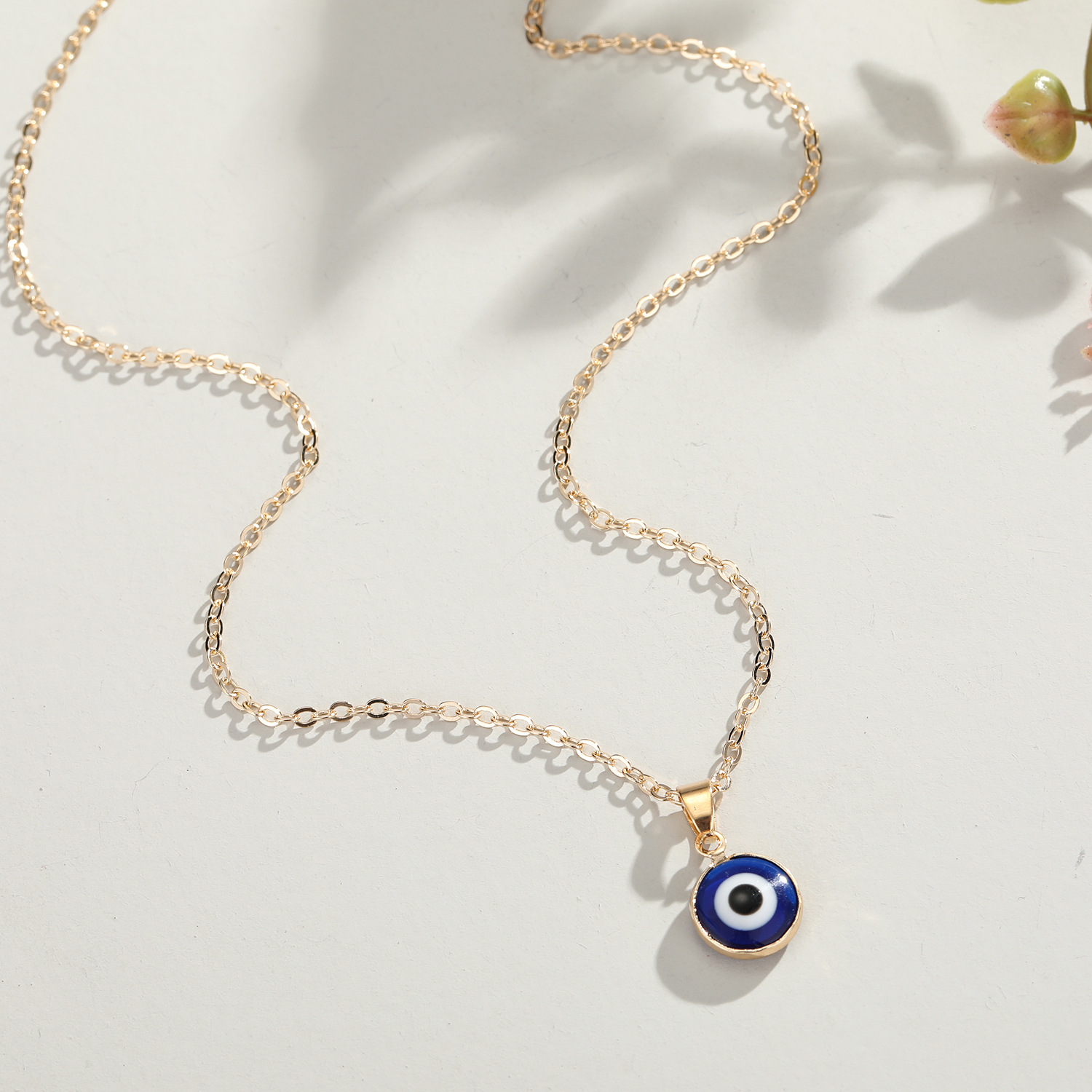

Vintage Ethnic Round Turkey Evil Blue Eye Necklace For Women Gold Color Pendant Choker Clavicle Chain Turkish Jewelry