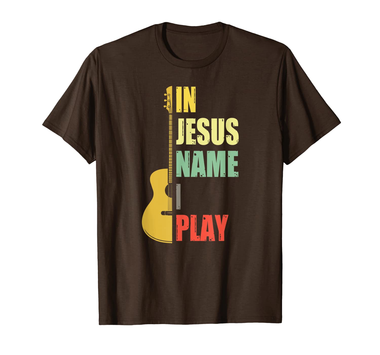 

guitar in jesus name i play t-shirt, White;black