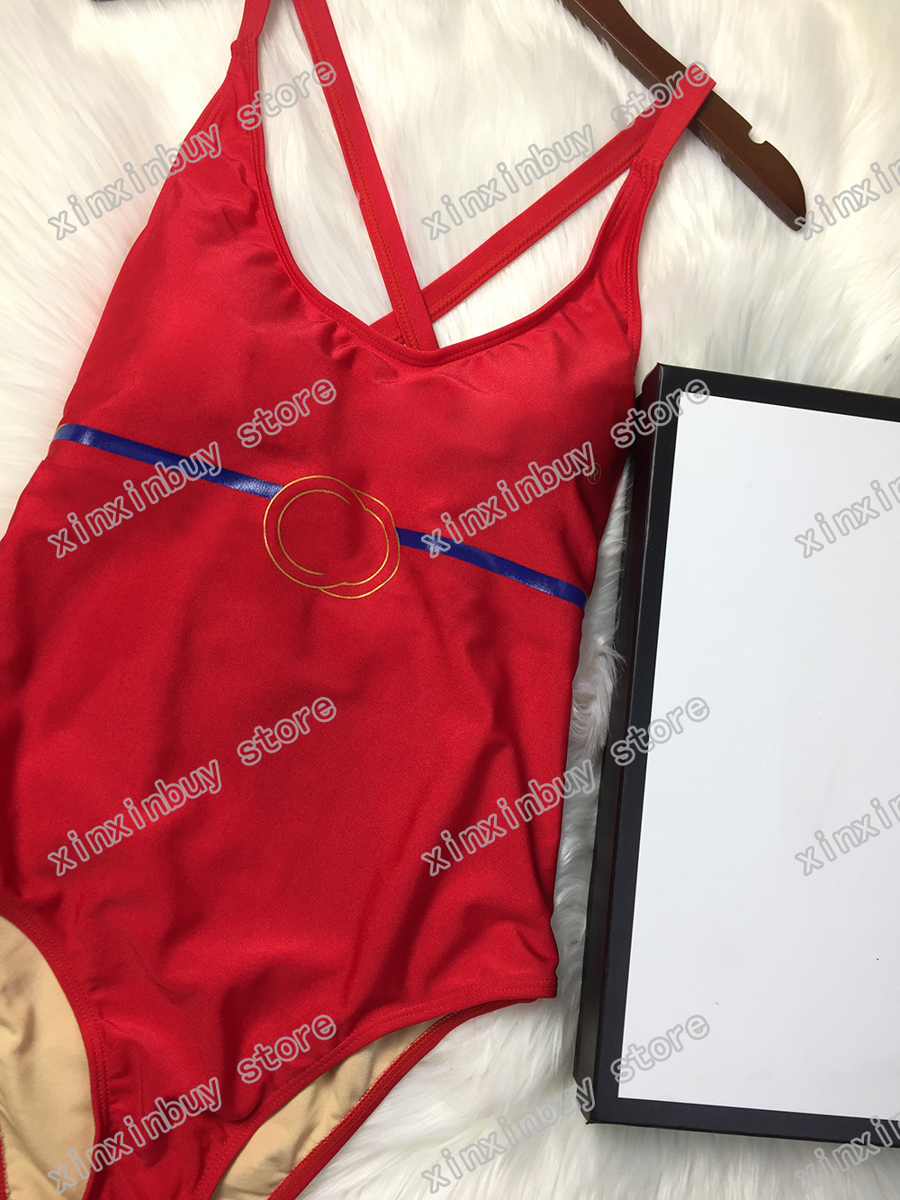 

21ss Italian Bikini Spring Summer fashion Belt stripe letters printing Womens Swimwear tops high quality red blue 06, White;black