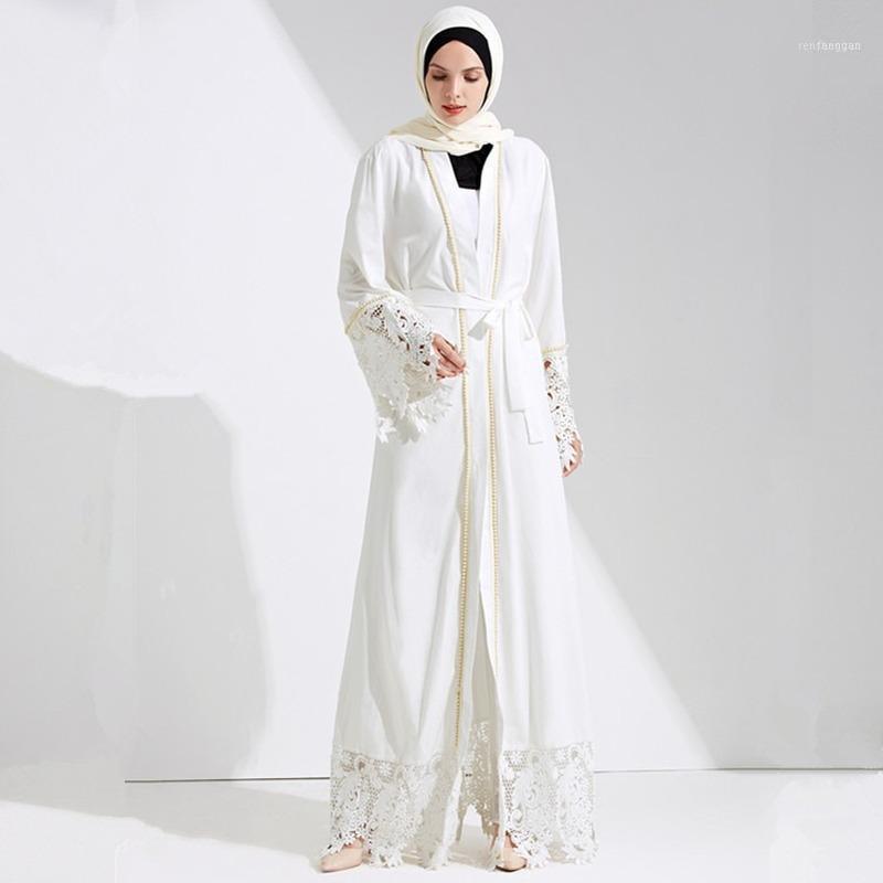 

Ethnic Clothing Dubai Arab Abaya Muslim Hijab Dress Women Lace Kimono Lace-up Kaftan Abayas Islamic Caftan Musulman Marocain Long Robe1