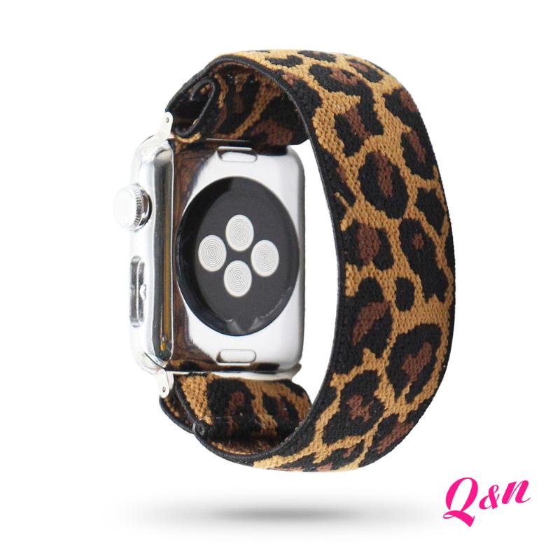 

Watch Bands Leopard Print Elastic Nylon Knitted Band 38/40mm 42/44mm Charm Bracelet