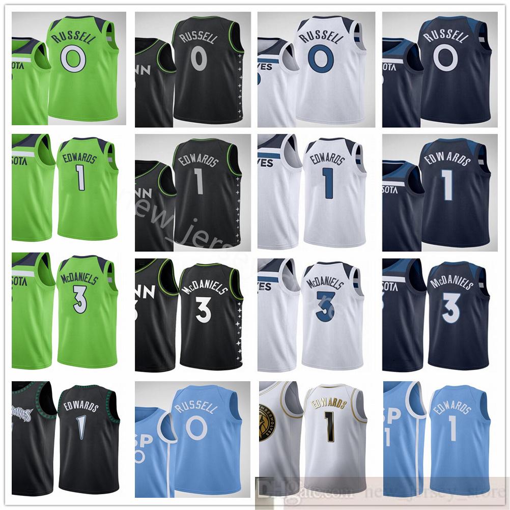 

Printed 2021 New City Basketball 1 Anthony Edwards Jerseys Green White Blue 3 Jaden McDaniels DAngelo D'Angelo 0 Russell Jersey Best Qual RM