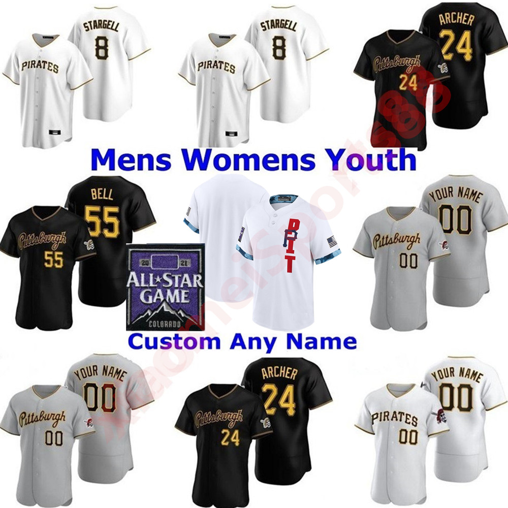 

Pittsburgh Men Women youth 2021 All-Star Game Baseball Jersey Chris Archer Corey Dickerson Josh Bell Cole Tucker Jameson Taillon Jung Honus Pirates Jerseys, As shown in illustration