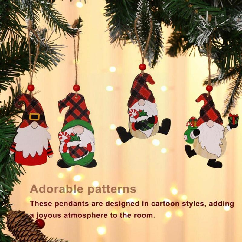 

Christmas Decorations Navidad 2021 Year 2022 Gift Tree Gnomes Wooden Pendants Ornaments For Home Noel Deco M3X7