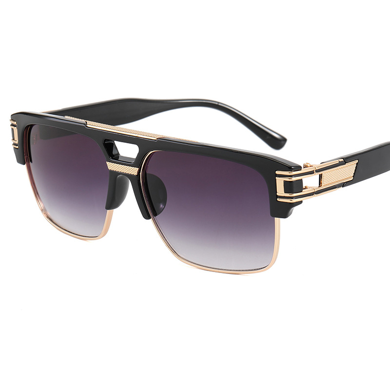 

Fashion Sunglasses Men's and Women's Large Frame Dazzling Reflective Sun glasses Anti-blue Flat Light Mirror