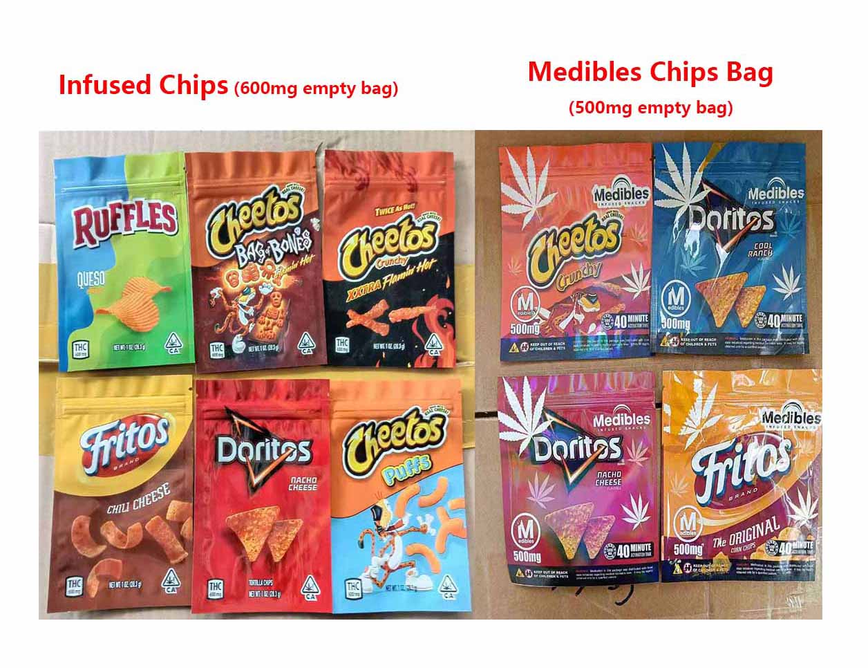 600mg 1OZ Infused Candy Packaging mylar Bag Cheetos Dotitos Ruffles Fritos Cheese Chips gashead airhead budhead runtz flamin-image-684834535