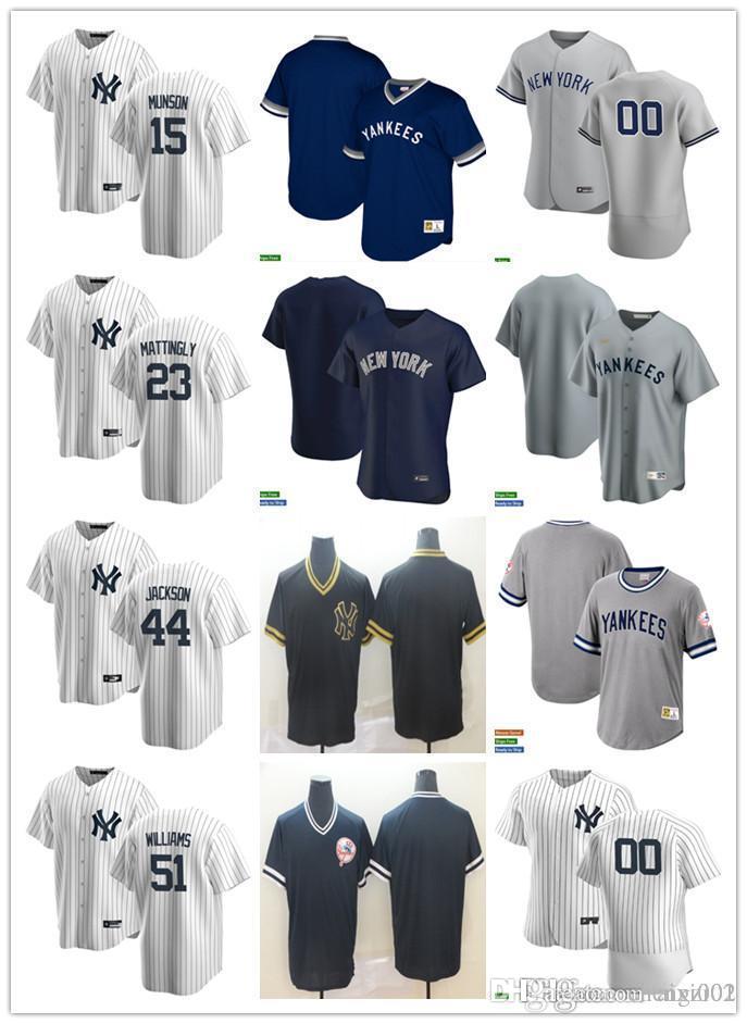 

Men Women Youth New York Yankees 23 Don Mattingly 51 Bernie Williams 44 Reggie Jackson 15 Thurman Munson Baseball Jersey Bla, Blue;black