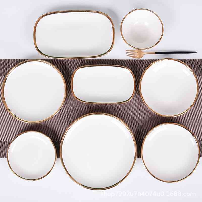 

Nordic simple Phnom Penh Baoliang white ceramic tableware creative family hotel restaurant fish rice dish