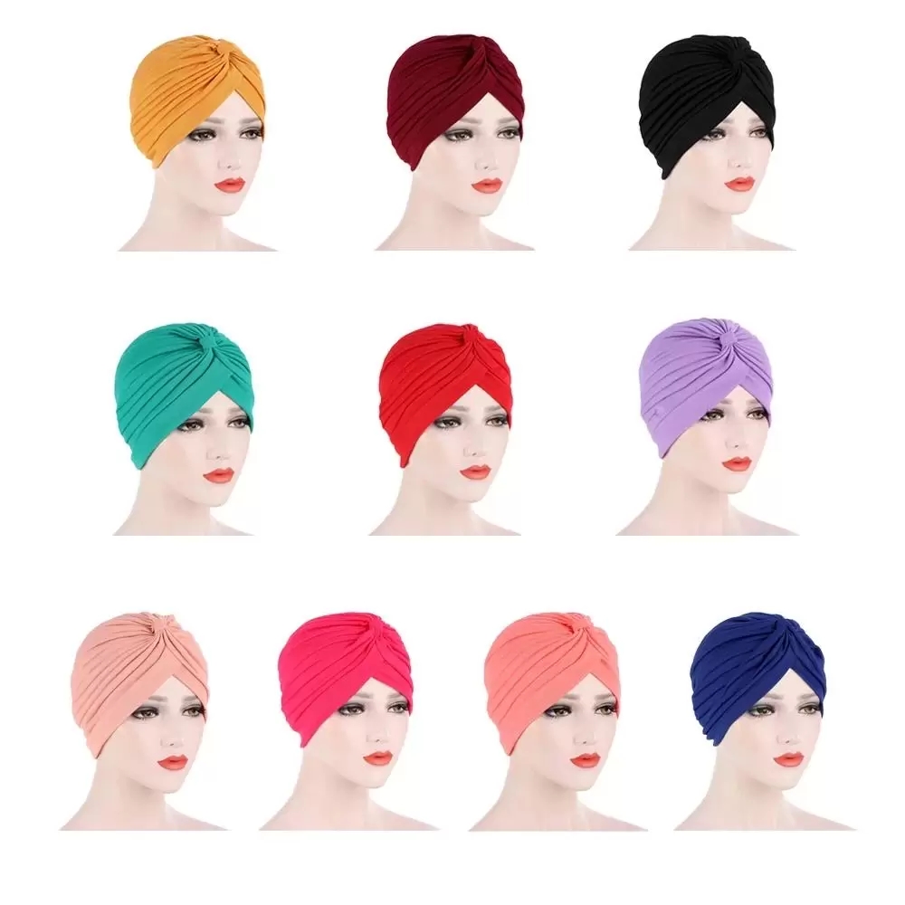 

Muslim Women Indian Turban Hat Ruffles Hijabs Chemo Cancer Cap Beanie Caps Headwear Head Wrap Women Muslim Scarf Cap Accessories, Mixed color