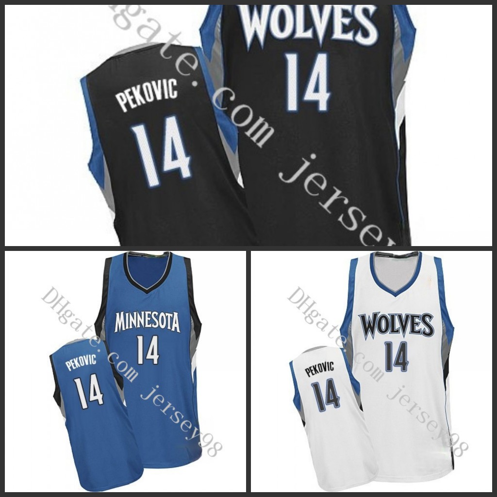 

MinnesotaTimberwolvesmen #14Nikola Pekovic retro BasketballJersey, Black