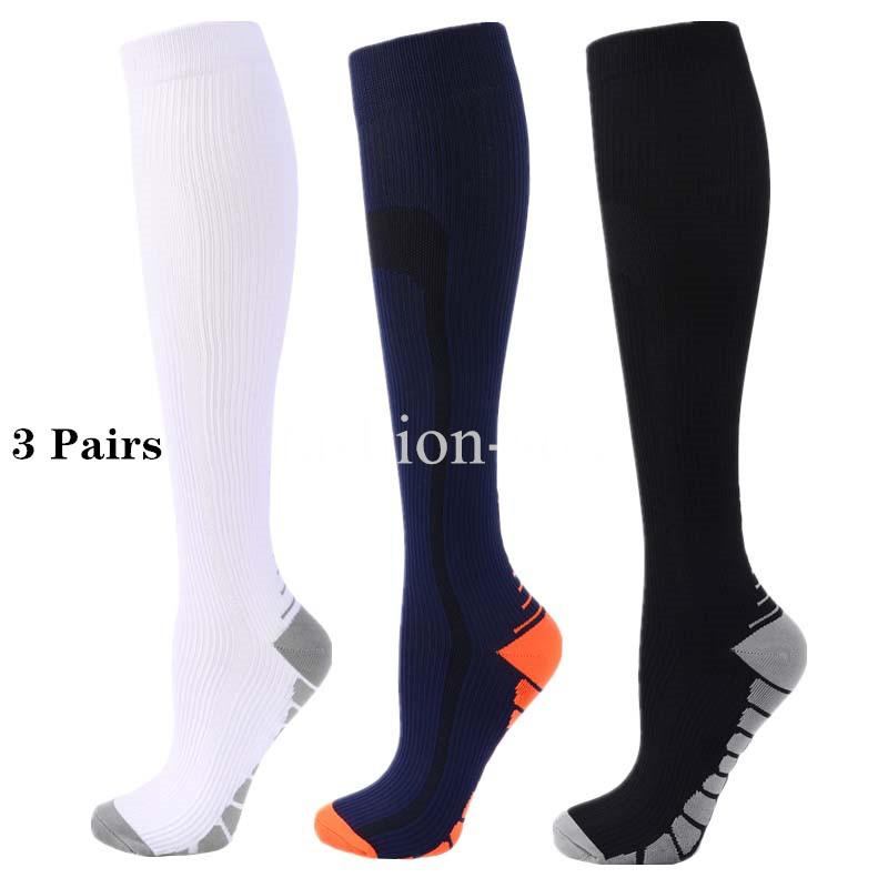 

Men's Socks 3 Pairs/Pack Compression Fit For Men Women Sports Anti Fatigue Pain Relief Knee High Stockings, Black