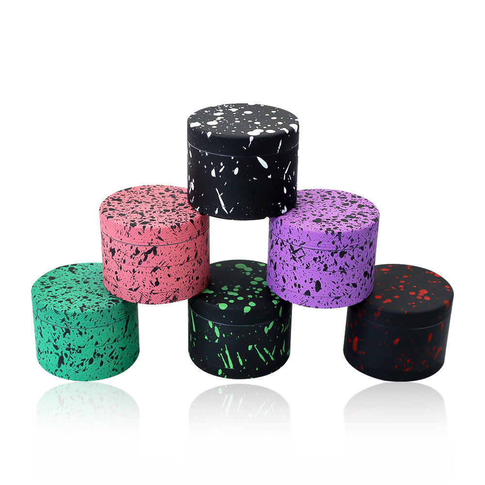 

Smoking accessories 63mm printed spot design herb grinder aluminum alloy four layers grinders