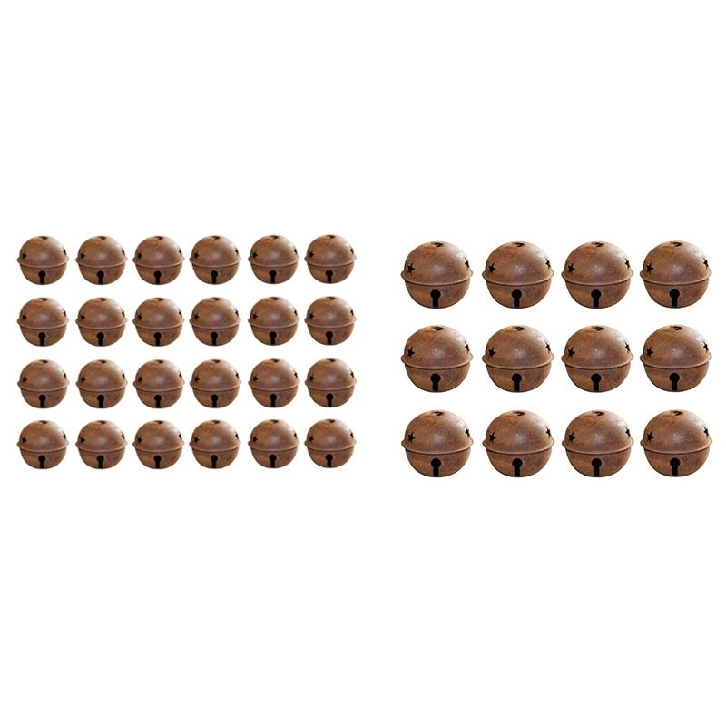 

40mm Rusty Metal Star Cutout Jingle Bells For Christmas Holiday Craft Indoor Outdoor Home Party Decorations Decorative Objects & Figurines