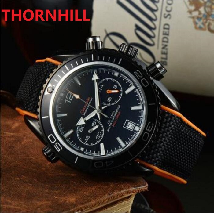

mens automatic full functional stopwatch watches 44mm fabric strap wristwatches sapphire luminous watch factory montre de luxe, As pic