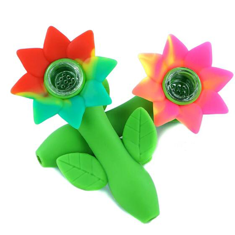 

Sample Silicone Bong Water Pipe 4.6" Flower Glass Smoking Pipes Dab Rig MOQ 1 Piece