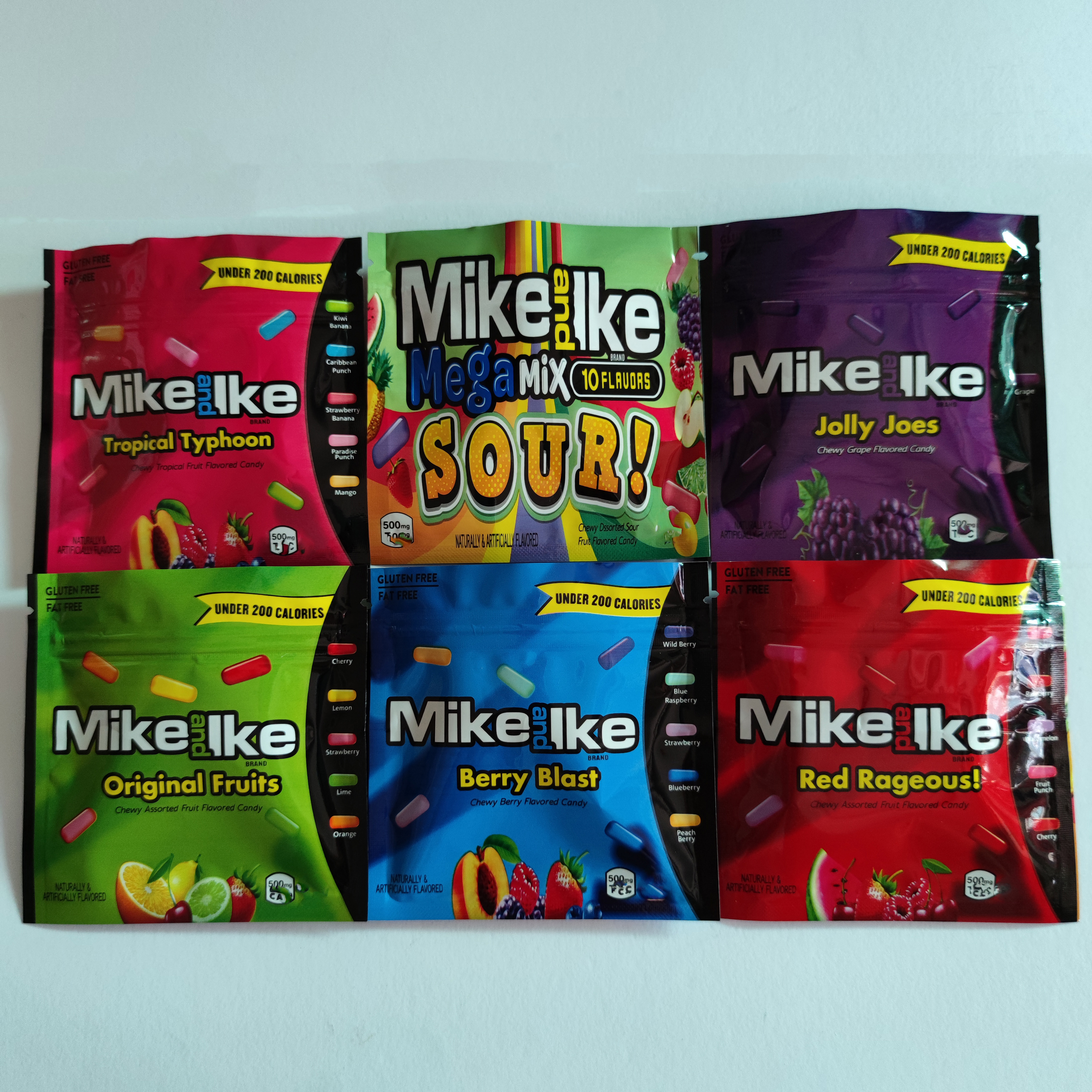 

Tropical typhoon flavor Mike and Like gummies bag Edibles mylar packaging bags gummy candy zipper packing