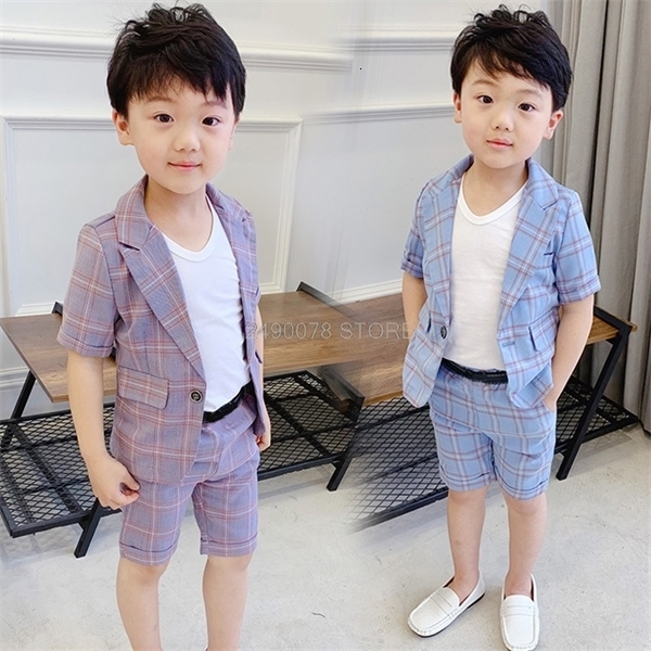 Sets Boys Summer Formal Suit Blazer+Shorts 2PCS Clothing Set Gentleman Kids Wedding Dress Enfant Garcon Mariage Party Wear C0225-image-689209406