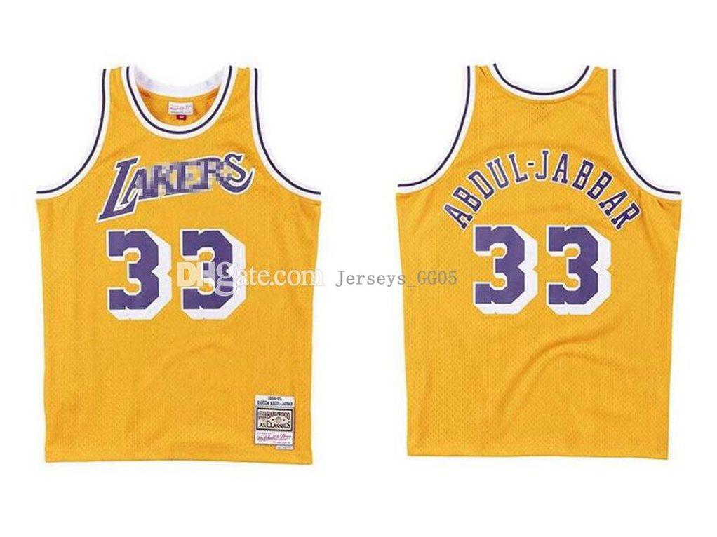 

Mens basketball Los Angeles Lakers kid abc 33 Kareem Abdul-Jabbar Mitchell & Ness 1984-85 Hardwoods Classics Authentic Jersey, Black;red