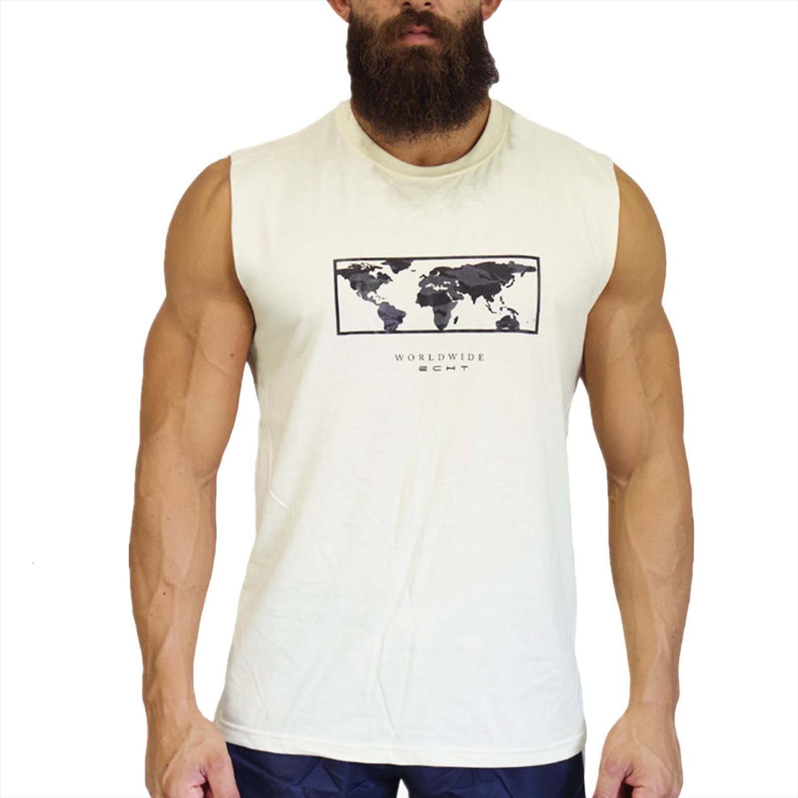 

summer men tank fitness running training sleeveless vest sports outdoor mens casual printed round neck, White;black