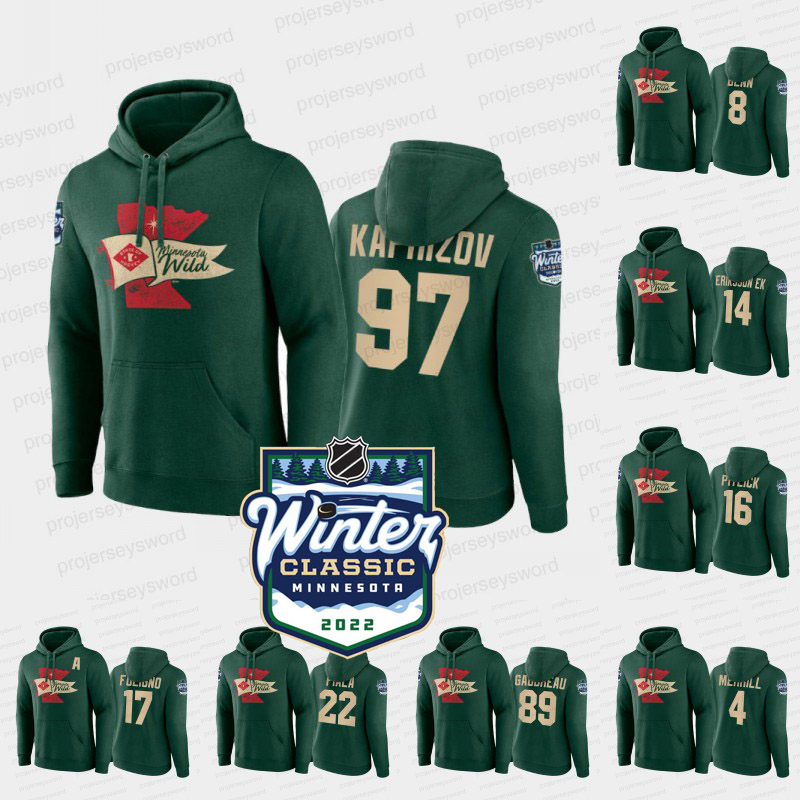 

Minnesota Wild 2022 Winter Classic Hockey Hoodie Jersey Kirill Kaprizov Frederick Gaudreau Alex Goligoski Jared Spurgeon Ryan Hartman Mats Zuccarello Matt Dumba, Custom no name no number