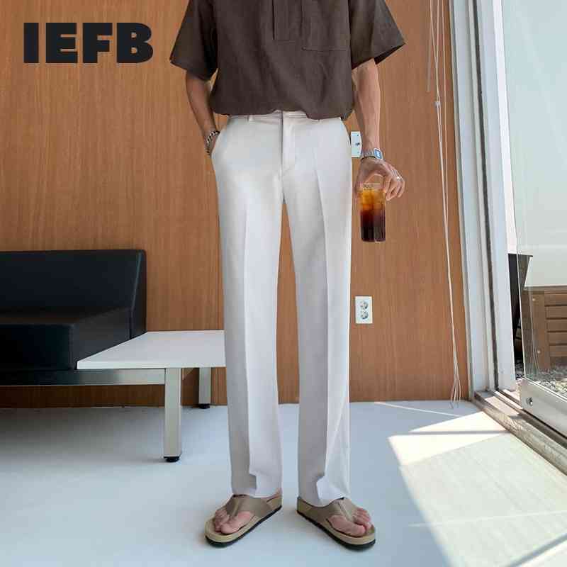 

IEFB Men's Business Trousers Summer Black Straight Tube Loose Korean Suit Pants Basic Thin Trousers 9Y7671 210524