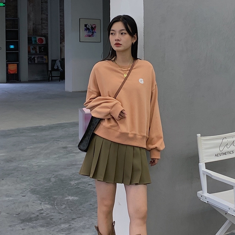 

[FeNO] 2021 new three-dimensional letter embroidered white sweater casual loose Pullover long sleeve top female 8775