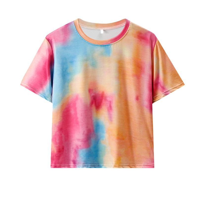 

Women's Blouses & Shirts Fashion Womens Tops And Women Tie-dyed Print Short Casual Round Neck Loose Comfortable Top Blusas Mujer De Moda 202, Green