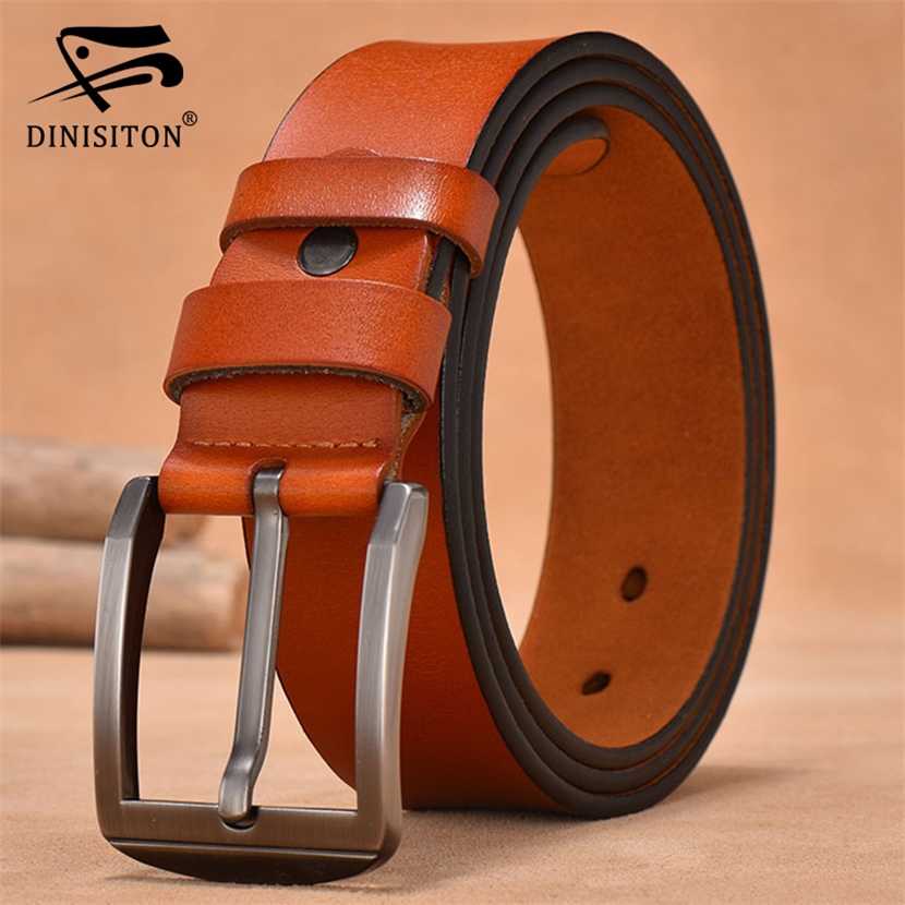 

DINISITON men belt designer cow genuine leather belts for mens high quality luxury brand fashion vintage male strap FG201 220121, Black