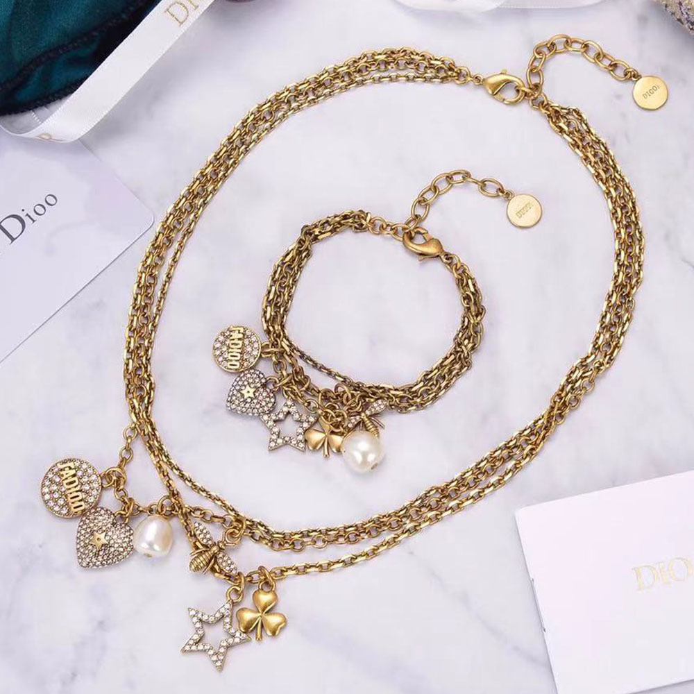

2021 new designer family necklace with diamond love Star multi layer Bracelet women's net red temperament Necklace
