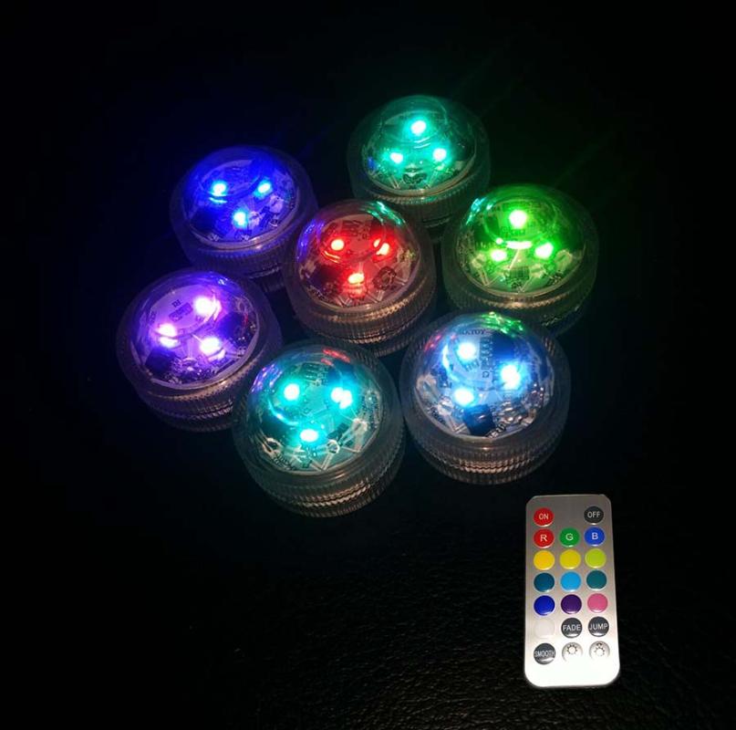 

Strings Big Discount!!!LEDDecorative Lighting (20PCS/Lot)RGB Color Chaning Submersible Mini LED Night Party Light With Remote