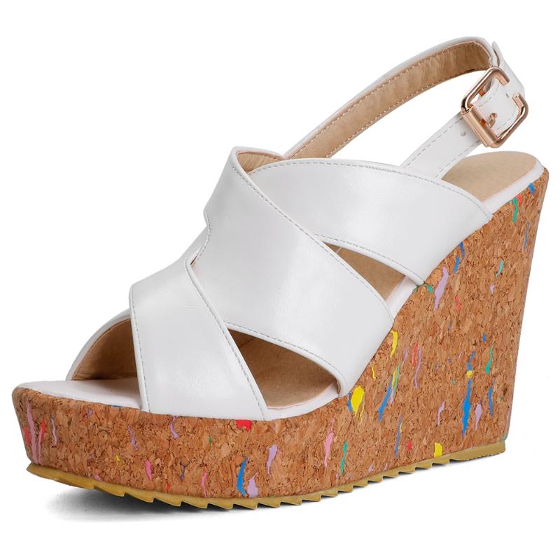 

Summer High Heels Wedges Sandals Ankle Strap Shoes Fashion Slides Sandalias Mujer Platform Beach, Black