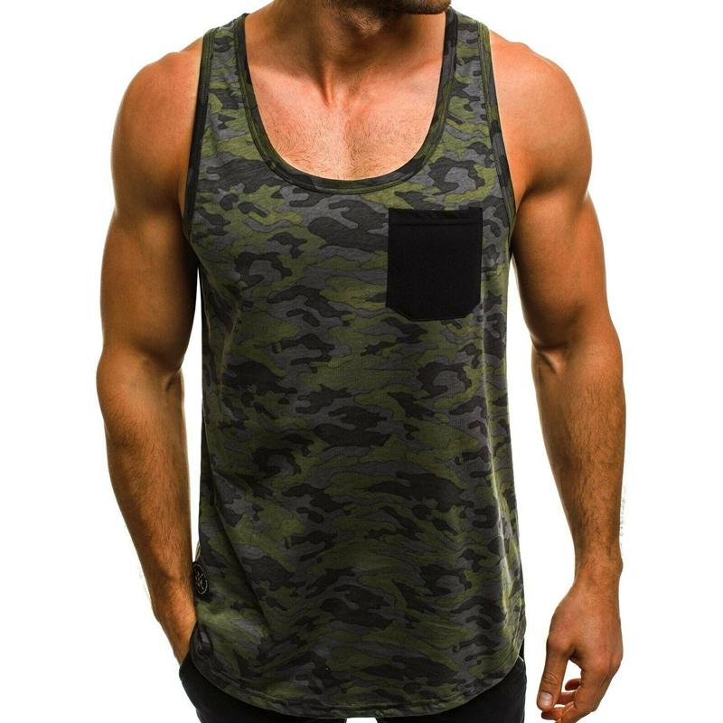 Tanques masculinos tampas masculinas Muscle Muscle Mangeless Top Man Workout Camo Slim Fit Tee Tee Bodybuilding Sportswear Casual Fitness Vests Summer Masculino