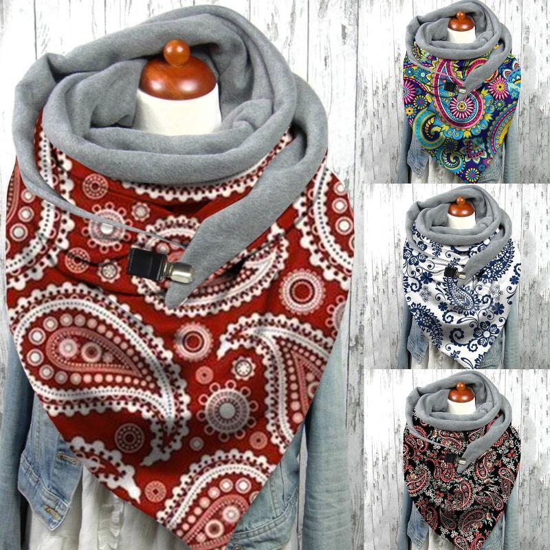 

Scarves 1PC Women Printing Scarf Button Soft Wrap Shawls Head Outdoor Face Neck Gaiter Print Cover, Blue;gray